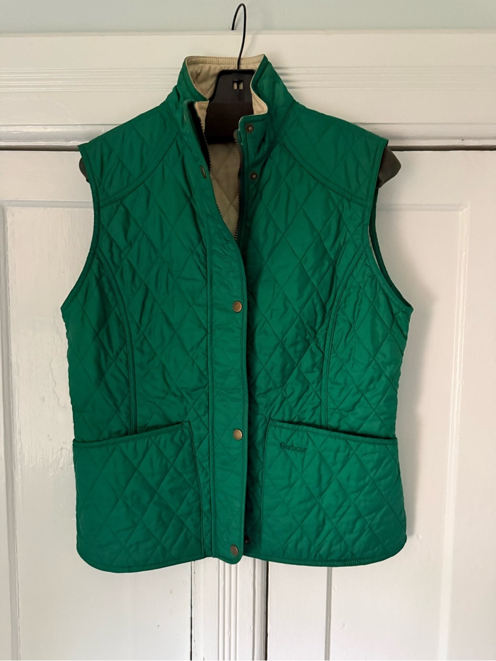Barbour Green Quilted Women's Vest with Snap Front